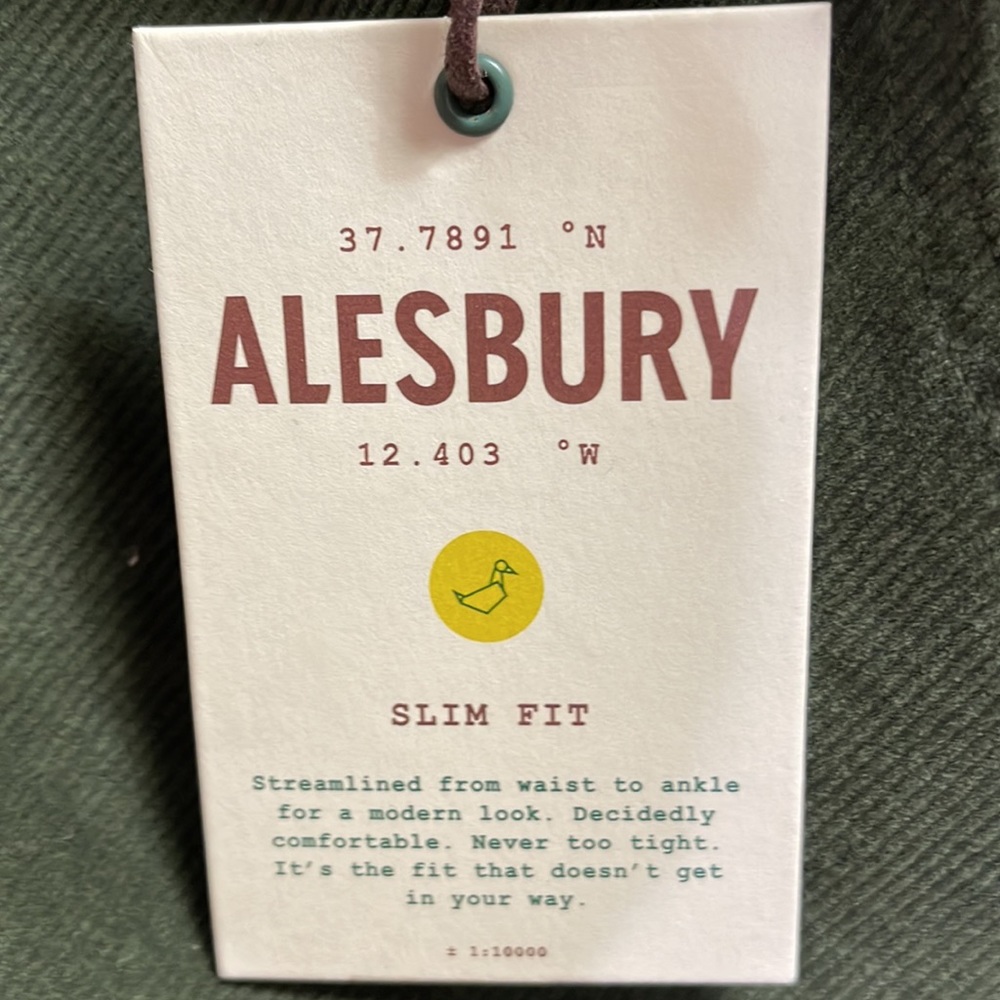 Alesbury Slim Fit Bedford Cord Olive Green Size 36x34 Slim NWT - Picture 7 of 8